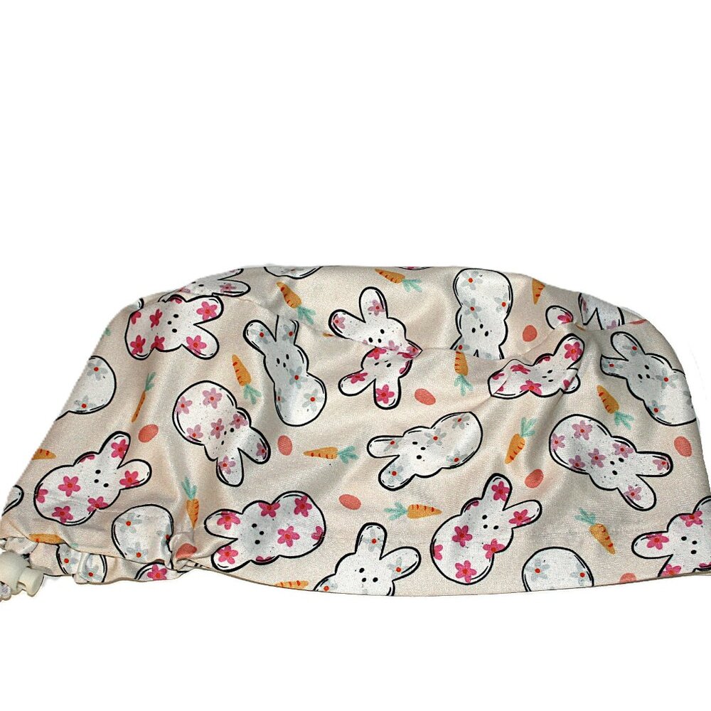 Handmade Easter Peeps Euro Scrub Cap, Soft, Stretchy Cotton Blend